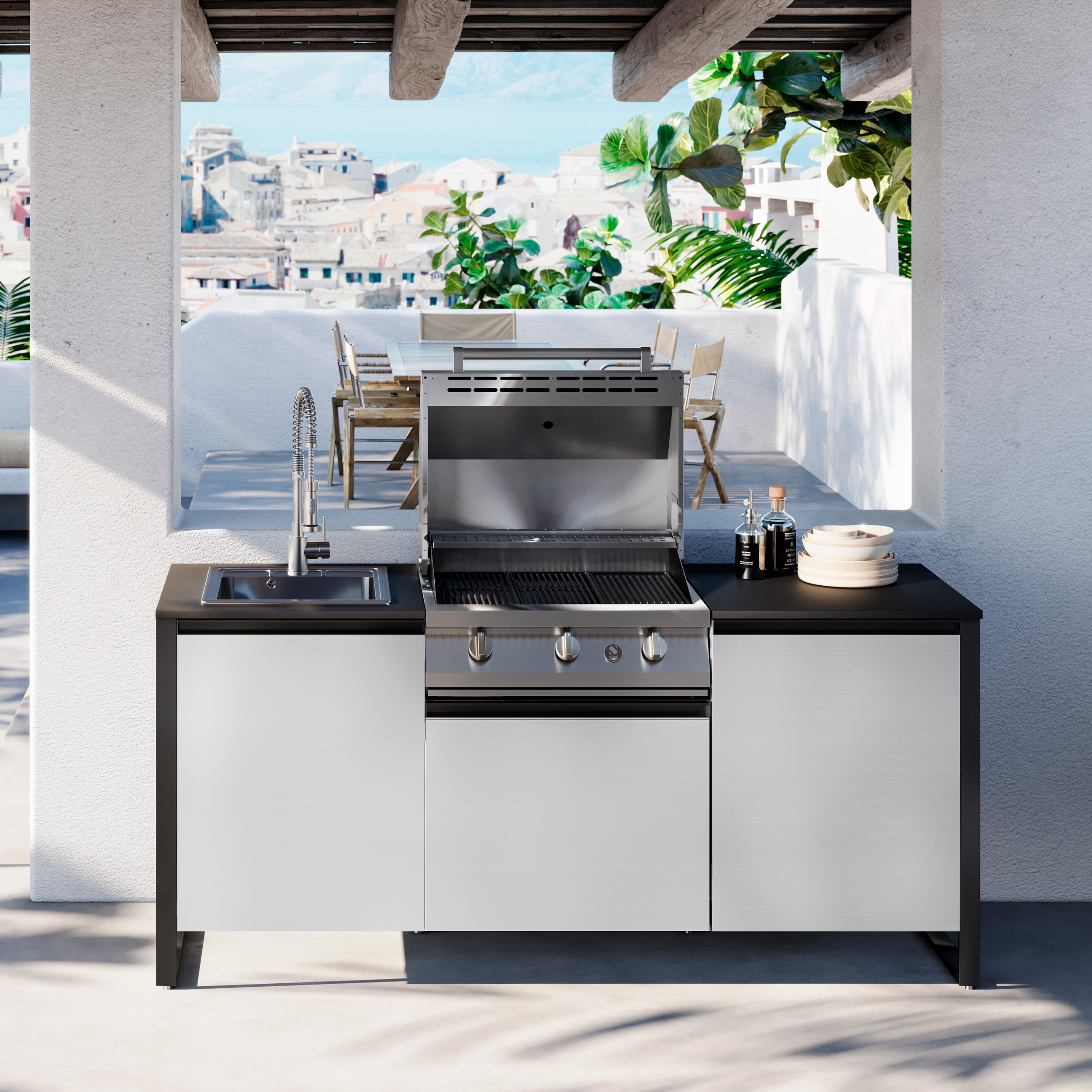 ΚΟΥΖΙΝΑ ΕΞΩΤΕΡΙΚΗΣ ΧΡΗΣΗΣ STEEL GEA LATEMAR20080-QL-NA-CR | BBQ STEEL 70εκ. | ΝΕΡΟΧΥΤΗΣ 40εκ.